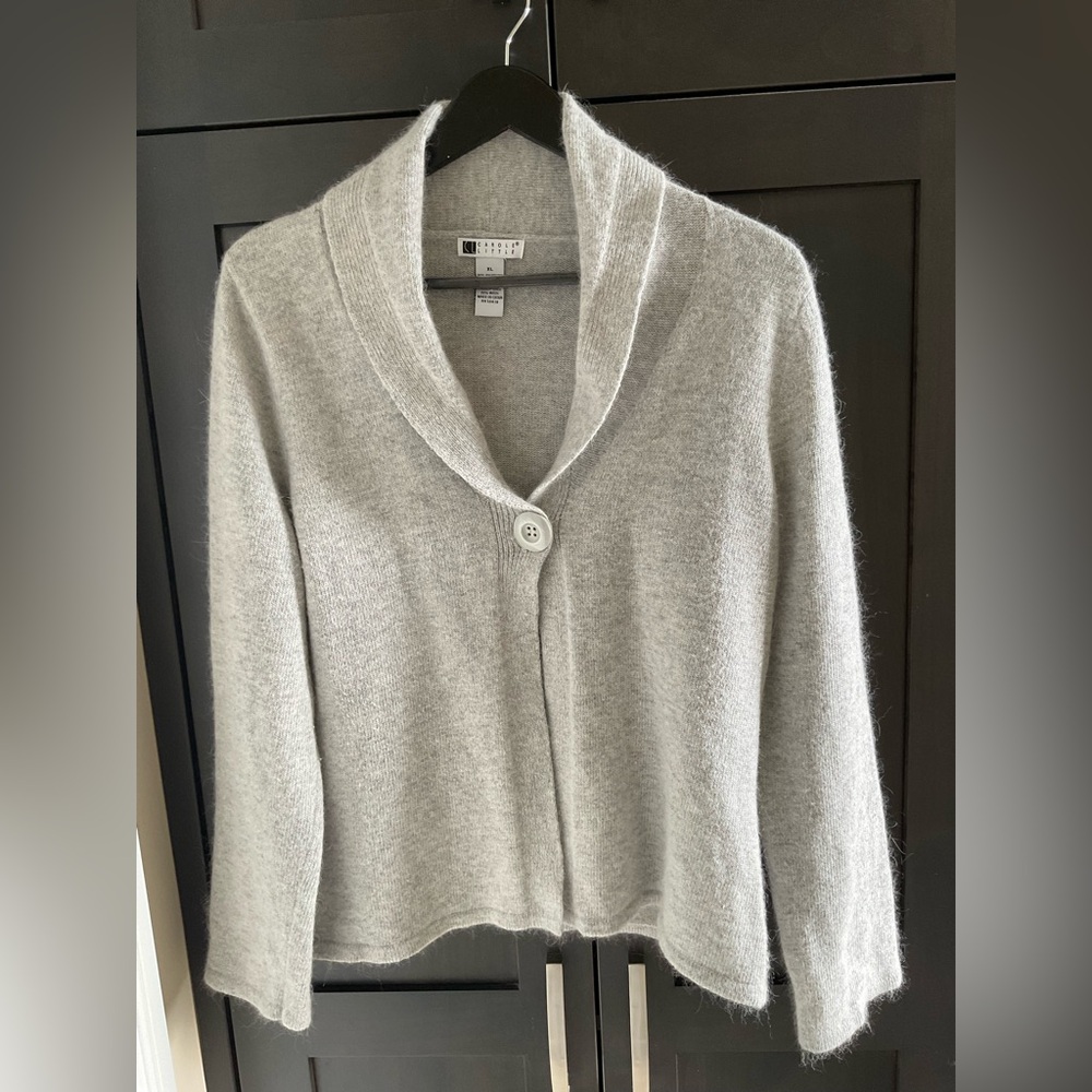 🌟 🩶 Vintage Y2K Carole Little Angora Wool Blend Cardigan Tagged XL, Fits M/L